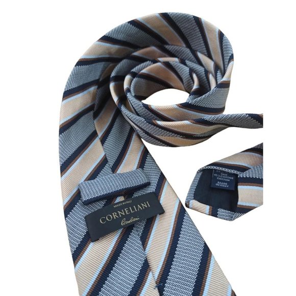 CORNELIANI Current Gray Striped Silk Tie ITALY 59"/ 3.5" EC - Picture 2 of 6